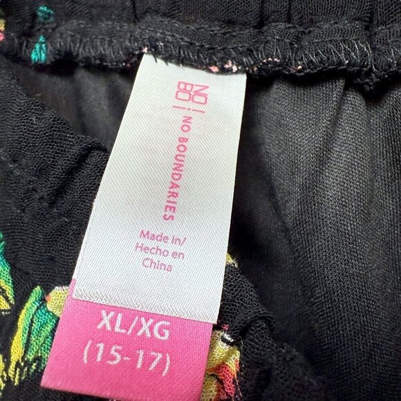 No Boundaries Maxi Skirt Size XL High Slits with Shorts Black Floral NWOT - Picture 5 of 10